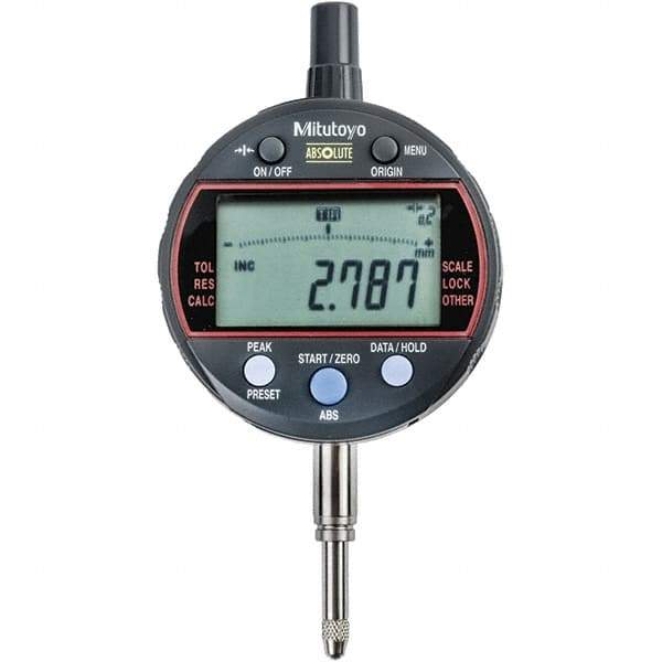 Mitutoyo - 0 to 1/2" Range, 0.001mm Graduation, Electronic Drop Indicator - Flat Back, Accurate to 0.002mm, Inch & Metric System, LCD Display - USA Tool & Supply