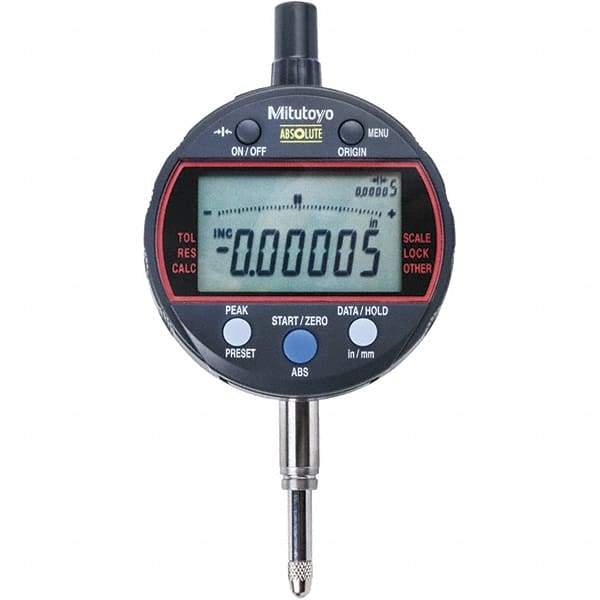 Mitutoyo - 0 to 1/2" Range, 0.001mm Graduation, Electronic Drop Indicator - Flat Back, Accurate to 0.0001", Inch & Metric System, LCD Display - USA Tool & Supply