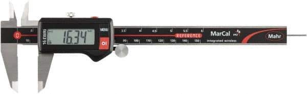 Mahr - 0 to 150mm Range, 0.01mm Resolution, IP67 Electronic Caliper - Stainless Steel with 40mm Jaws, Wireless Output - USA Tool & Supply