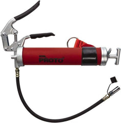 Proto - 3,600 Max psi, Flexible Pistol Grease Gun - 14 oz (Cartridge) & 16 oz (Bulk) Capacity, 3-Way, Bulk, Cartridge & Filler Pump - USA Tool & Supply