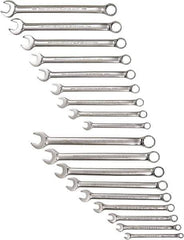 Proto - 18 Piece, 1/4" to 3/4" (mm), 12 Point Combination Wrench Set - Inch/Metric Measurement Standard, Satin Finish - USA Tool & Supply