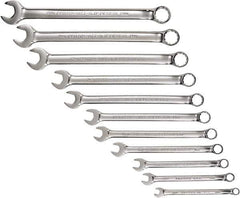 Proto - 11 Piece, 7mm to 19mm, 12 Point Combination Wrench Set - Metric Measurement Standard, Full Polish Chrome Finish, Comes in Tool Roll - USA Tool & Supply