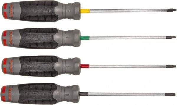 Proto - 4 Piece Square Screwdriver Set - Round Shank, Quad-Lobular Four-Sided Handle - USA Tool & Supply