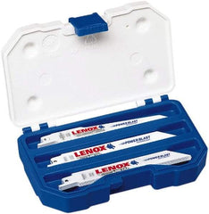 Lenox - 15 Piece, 6" Long x 0.04" to 0.05" Thick, Bi-Metal Reciprocating Saw Blade Set - Straight Profile, 6 to 18 Teeth per Inch, Toothed Edge - USA Tool & Supply