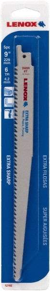 Lenox - 9" Long x 3/4" Thick, Bi-Metal Reciprocating Saw Blade - Straight Profile, 6 TPI, Toothed Edge - USA Tool & Supply