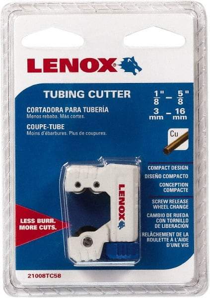 Lenox - 1/8" to 5/8" Pipe Capacity, Tube Cutter - Cuts Copper - USA Tool & Supply