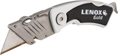 Lenox - Fixed Folding Utility Knife - White Metal Handle, 1 Blade Included - USA Tool & Supply