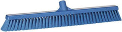 Vikan - 24" Fine Particle Synthetic Push Broom - 2" Bristle Length, Plastic Block, European Threaded Handle Connection - USA Tool & Supply