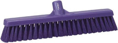 Vikan - 16" Fine Particle Synthetic Push Broom - 2" Bristle Length, Plastic Block, European Threaded Handle Connection - USA Tool & Supply