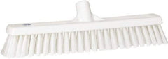 Vikan - 16" Fine Particle Synthetic Push Broom - 2" Bristle Length, Plastic Block, European Threaded Handle Connection - USA Tool & Supply