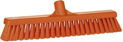 Vikan - 16" Fine Particle Synthetic Push Broom - 2" Bristle Length, Plastic Block, European Threaded Handle Connection - USA Tool & Supply