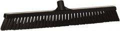 Vikan - 24" Fine Particle Synthetic Push Broom - 4" Bristle Length, Plastic Block, European Threaded Handle Connection - USA Tool & Supply