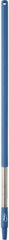 Vikan - 39-1/2 x 1-1/4" Stainless Steel Squeegee Handle - European Threaded Connection, Blue - USA Tool & Supply