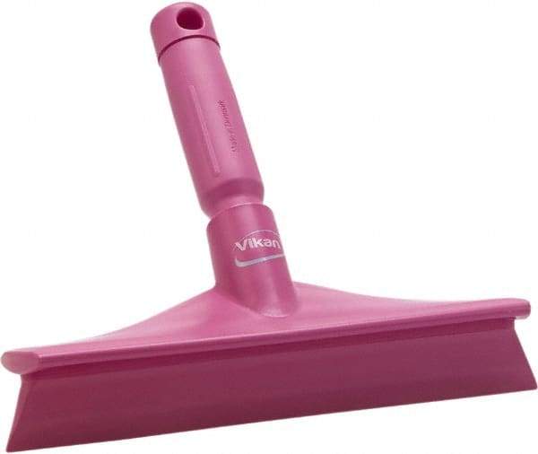 Vikan - 9.84" Rubber Blade Bench Squeegee - Single Edge, Pink, Plastic Holder - USA Tool & Supply