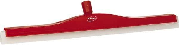 Vikan - 24" Foam Rubber Blade Floor Squeegee - Double Edge, Red, Plastic Holder - USA Tool & Supply