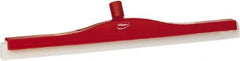 Vikan - 24" Foam Rubber Blade Floor Squeegee - Double Edge, Red, Plastic Holder - USA Tool & Supply