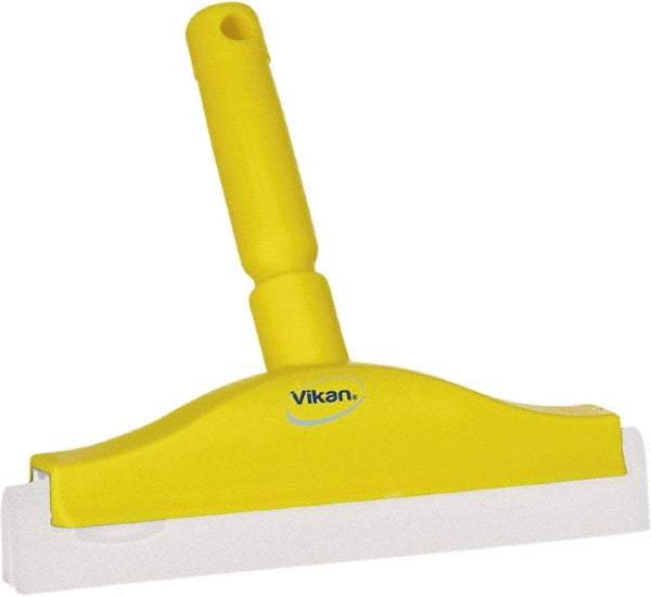 Vikan - 10" Foam Rubber Blade Bench Squeegee - Double Edge, Yellow, Plastic Holder - USA Tool & Supply