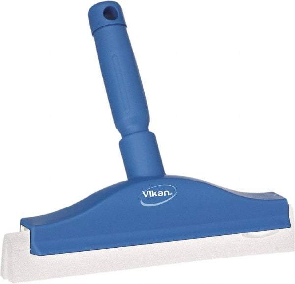 Vikan - 10" Foam Rubber Blade Bench Squeegee - Double Edge, Blue, Plastic Holder - USA Tool & Supply