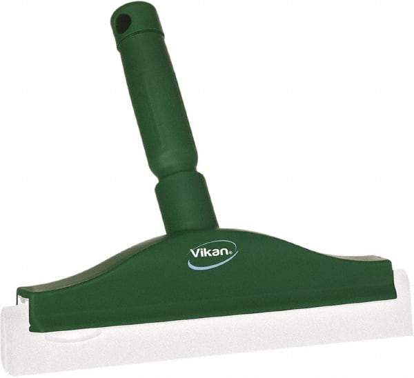 Vikan - 10" Foam Rubber Blade Bench Squeegee - Double Edge, Green, Plastic Holder - USA Tool & Supply