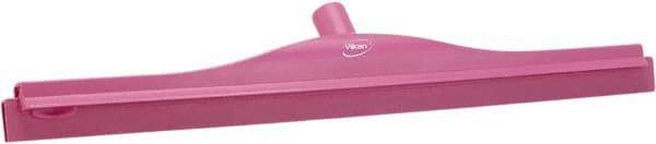 Vikan - 24" Rubber Blade Floor Squeegee - Double Edge, Pink, Plastic Holder - USA Tool & Supply