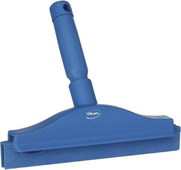 Vikan - 10" Rubber Blade Floor Squeegee - Double Edge, Blue, Plastic Holder - USA Tool & Supply