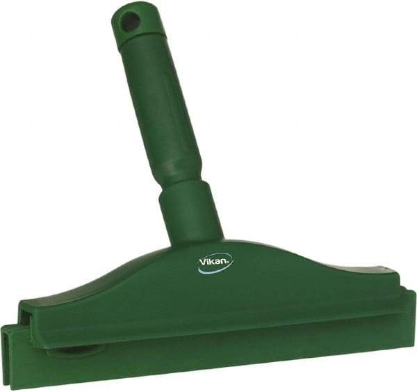 Vikan - 10" Rubber Blade Floor Squeegee - Double Edge, Green, Plastic Holder - USA Tool & Supply