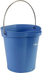 Vikan - 1-1/2 Gal, Polypropylene Round Blue Single Pail with Pour Spout - Handle Included - USA Tool & Supply