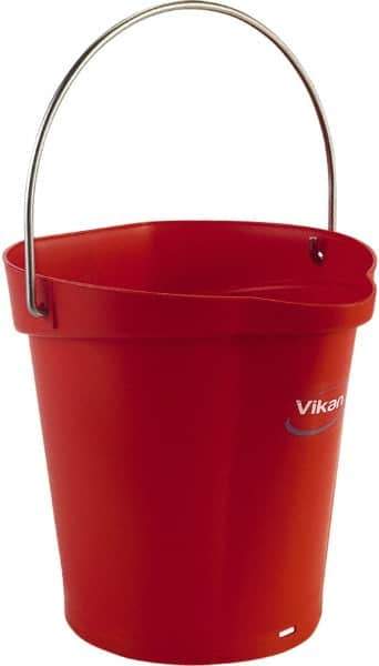 Vikan - 1-1/2 Gal, Polypropylene Round Red Single Pail with Pour Spout - Handle Included - USA Tool & Supply