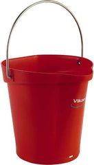 Vikan - 1-1/2 Gal, Polypropylene Round Red Single Pail with Pour Spout - Handle Included - USA Tool & Supply