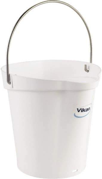 Vikan - 1-1/2 Gal, Polypropylene Round White Single Pail with Pour Spout - Handle Included - USA Tool & Supply