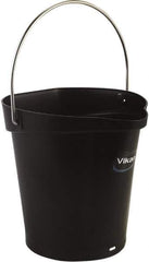 Vikan - 1-1/2 Gal, Polypropylene Round Black Single Pail with Pour Spout - Handle Included - USA Tool & Supply