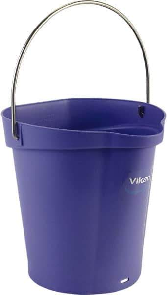 Vikan - 1-1/2 Gal, Polypropylene Round Purple Single Pail with Pour Spout - Handle Included - USA Tool & Supply