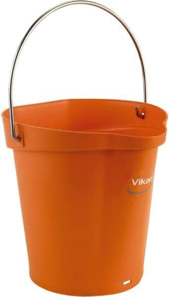 Vikan - 1-1/2 Gal, Polypropylene Round Orange Single Pail with Pour Spout - Handle Included - USA Tool & Supply