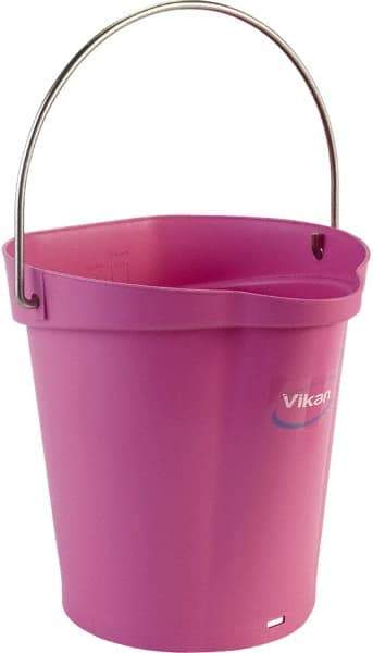 Vikan - 1-1/2 Gal, Polypropylene Round Pink Single Pail with Pour Spout - Handle Included - USA Tool & Supply