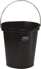 Vikan - 3 Gal, Polypropylene Round Black Single Pail with Pour Spout - Handle Included - USA Tool & Supply