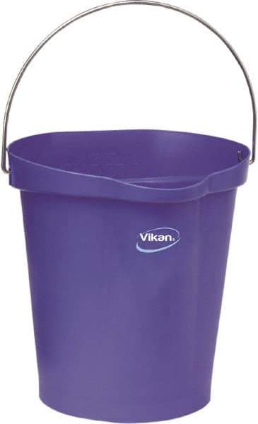 Vikan - 3 Gal, Polypropylene Round Purple Single Pail with Pour Spout - Handle Included - USA Tool & Supply