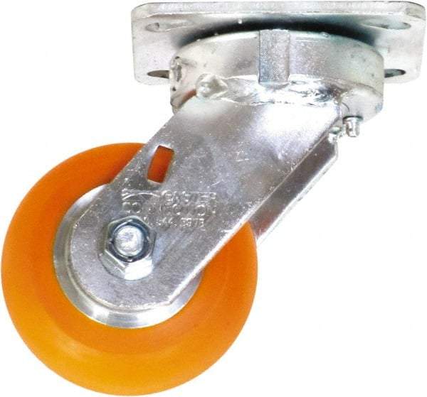 Caster Connection - 4" Diam x 2" Wide x 5-5/8" OAH Top Plate Mount Swivel Caster - Polyurethane on Aluminum, 700 Lb Capacity, Sealed Precision Ball Bearing, 4 x 4-1/2" Plate - USA Tool & Supply