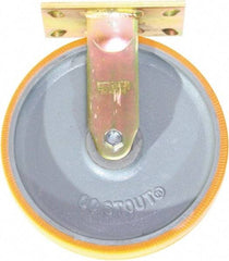 Caster Connection - 10" Diam x 2" Wide x 12" OAH Top Plate Mount Rigid Caster - Polyurethane on Iron, 1,750 Lb Capacity, Sealed Precision Ball Bearing, 4-1/2 x 6-1/4" Plate - USA Tool & Supply