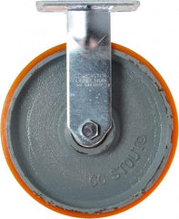 Caster Connection - 8" Diam x 2" Wide x 9-1/2" OAH Top Plate Mount Rigid Caster - Polyurethane on Iron, 1,500 Lb Capacity, Sealed Precision Ball Bearing, 4 x 4-1/2" Plate - USA Tool & Supply