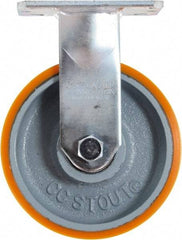 Caster Connection - 6" Diam x 2" Wide x 7-1/2" OAH Top Plate Mount Rigid Caster - Polyurethane on Iron, 1,250 Lb Capacity, Sealed Precision Ball Bearing, 4 x 4-1/2" Plate - USA Tool & Supply