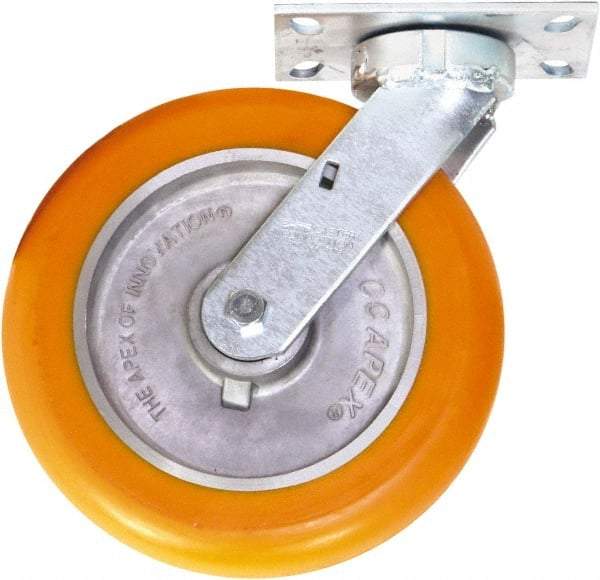 Caster Connection - 10" Diam x 2" Wide x 12" OAH Top Plate Mount Swivel Caster - Polyurethane on Aluminum, 1,500 Lb Capacity, Sealed Precision Ball Bearing, 4-1/2 x 6-1/4" Plate - USA Tool & Supply