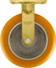 Caster Connection - 10" Diam x 2" Wide x 12" OAH Top Plate Mount Rigid Caster - Polyurethane on Aluminum, 1,500 Lb Capacity, Sealed Precision Ball Bearing, 4-1/2 x 6-1/4" Plate - USA Tool & Supply