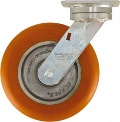 Caster Connection - 8" Diam x 2" Wide x 9-1/2" OAH Top Plate Mount Swivel Caster - Polyurethane on Aluminum, 1,200 Lb Capacity, Sealed Precision Ball Bearing, 4 x 4-1/2" Plate - USA Tool & Supply