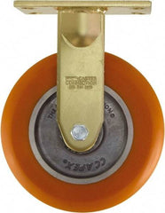 Caster Connection - 8" Diam x 2" Wide x 10-1/8" OAH Top Plate Mount Rigid Caster - Polyurethane on Aluminum, 1,200 Lb Capacity, Sealed Precision Ball Bearing, 4-1/2 x 6-1/4" Plate - USA Tool & Supply
