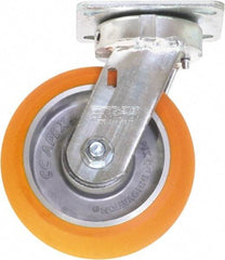 Caster Connection - 6" Diam x 2" Wide x 7-1/2" OAH Top Plate Mount Swivel Caster - Polyurethane on Aluminum, 1,000 Lb Capacity, Sealed Precision Ball Bearing, 4 x 4-1/2" Plate - USA Tool & Supply