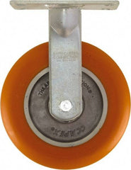 Caster Connection - 8" Diam x 2" Wide x 10-1/8" OAH Top Plate Mount Rigid Caster - Polyurethane on Aluminum, 1,200 Lb Capacity, Sealed Precision Ball Bearing, 4-1/2 x 6-1/4" Plate - USA Tool & Supply