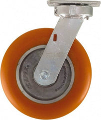 Caster Connection - 8" Diam x 2" Wide x 10-1/8" OAH Top Plate Mount Swivel Caster - Polyurethane on Aluminum, 1,200 Lb Capacity, Sealed Precision Ball Bearing, 4 x 4-1/2" Plate - USA Tool & Supply