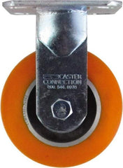 Caster Connection - 5" Diam x 2" Wide x 6-1/2" OAH Top Plate Mount Rigid Caster - Polyurethane on Aluminum, 750 Lb Capacity, Sealed Precision Ball Bearing, 4 x 4-1/2" Plate - USA Tool & Supply
