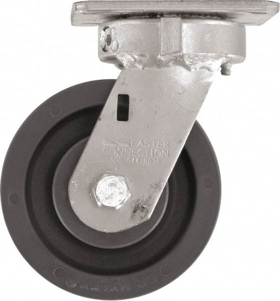 Caster Connection - 5" Diam x 2" Wide x 6-1/2" OAH Top Plate Mount Swivel Caster - High Grade Nylon, 1,200 Lb Capacity, Sealed Precision Ball Bearing, 4 x 4-1/2" Plate - USA Tool & Supply