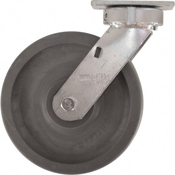 Caster Connection - 8" Diam x 2" Wide x 9-1/2" OAH Top Plate Mount Swivel Caster - High Grade Nylon, 2,000 Lb Capacity, Sealed Precision Ball Bearing, 4 x 4-1/2" Plate - USA Tool & Supply